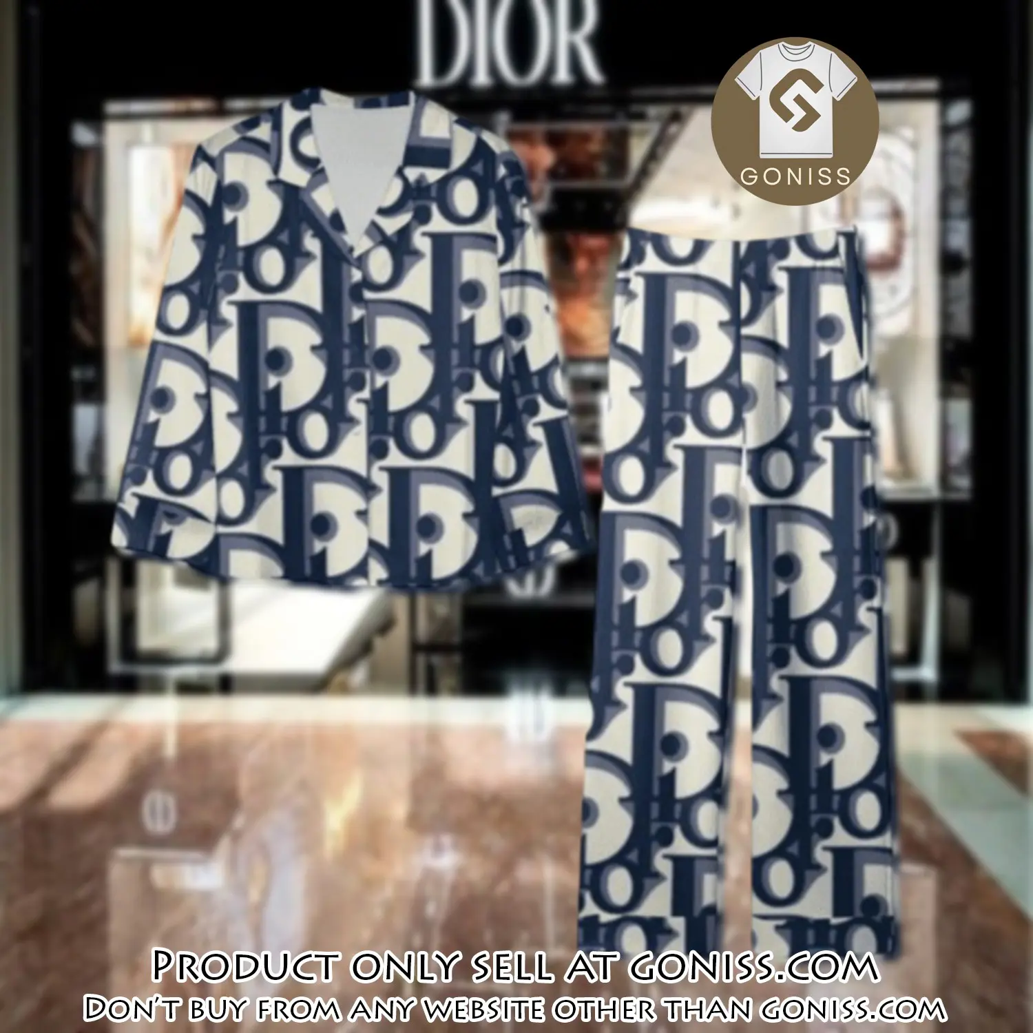 Trending luxury dior satin pajama set pjs1044 gn1223386